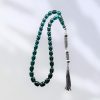 Ates Kehribari 925 Silber Yesil Tesbih Gebetskette in Smaragdgrün mit Silberquaste