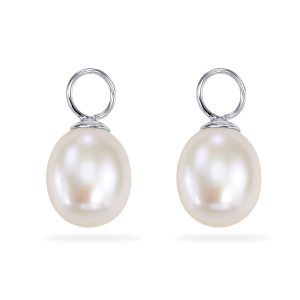 Creolen Einhänger Süßwasser Zuchtperle Silber 925 rhodiniert