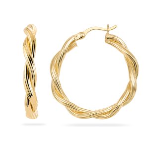 Creolen twisted Ø 27mm aus 925 Silber vergoldet – Gedrehtes Design