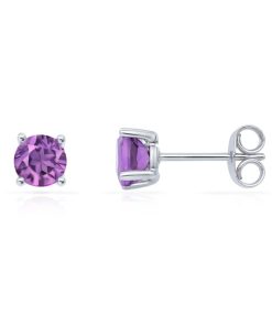 Ohrstecker Amethyst 5 mm aus 925 Silber rhodiniert