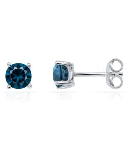 Ohrstecker London Blue Topas 5 mm aus 925 Silber rhodiniert