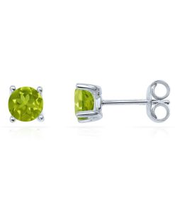 Ohrstecker Peridot 5 mm aus 925 Silber rhodiniert