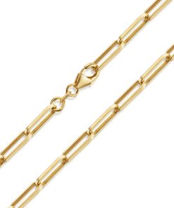 Goldene Paperclip Gliederkette aus 925 Silber 45cm lang