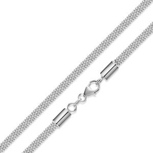 Popcornkette diamantiert aus 925 Silber in 3mm Breite