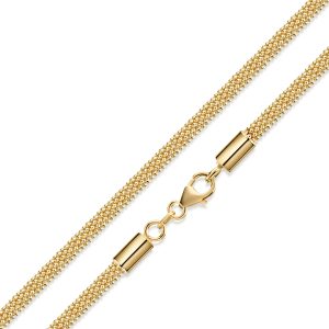 Vergoldete Popcornkette diamantiert aus 925 Silber 3mm breit