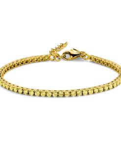 Tennisarmband Zirkonia Gelb 925 Silber vergoldet
