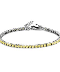 Tennisarmband Zirkonia Gelb 925 Silber rhodiniert