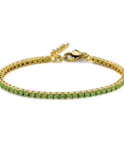 Tennisarmband Zirkonia Grün 925 Silber vergoldet