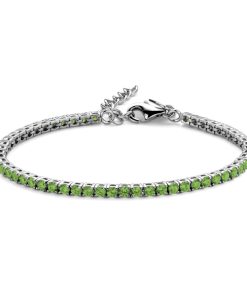 Tennisarmband Zirkonia Grün 925 Silber rhodiniert