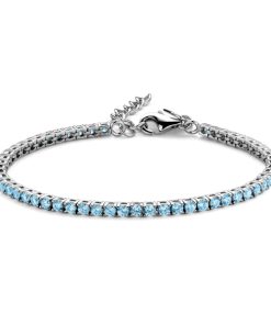 Tennisarmband Zirkonia Hellblau 925 Silber rhodiniert