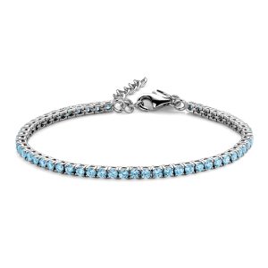 Tennisarmband Zirkonia Hellblau 925 Silber rhodiniert