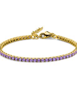 Tennisarmband Zirkonia Lila 925 Silber vergoldet