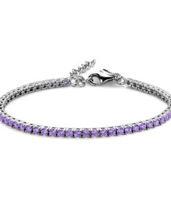 Tennisarmband Zirkonia Lila 925 Silber rhodiniert
