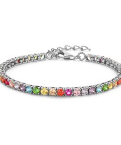 Tennisarmband Zirkonia Multicolor 925 Silber rhodiniert