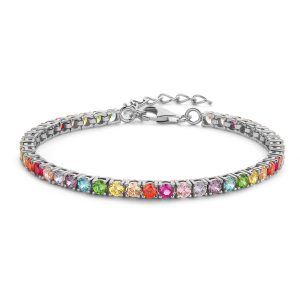 Tennisarmband Zirkonia Multicolor 925 Silber rhodiniert