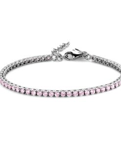 Tennisarmband Zirkonia Pink 925 Silber rhodiniert