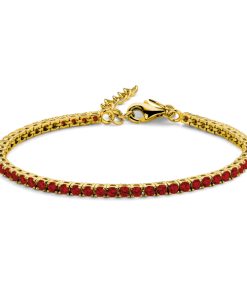 Tennisarmband Zirkonia Rot 925 Silber vergoldet