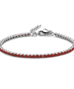 Tennisarmband Zirkonia Rot 925 Silber rhodiniert