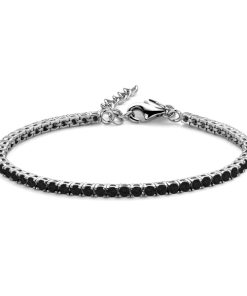 Tennisarmband Zirkonia Schwarz 925 Silber rhodiniert