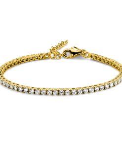 Tennisarmband Zirkonia Weiß 925 Silber vergoldet